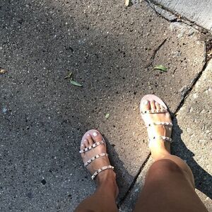 Steven by Steve Madden blush / gold stud flats 9